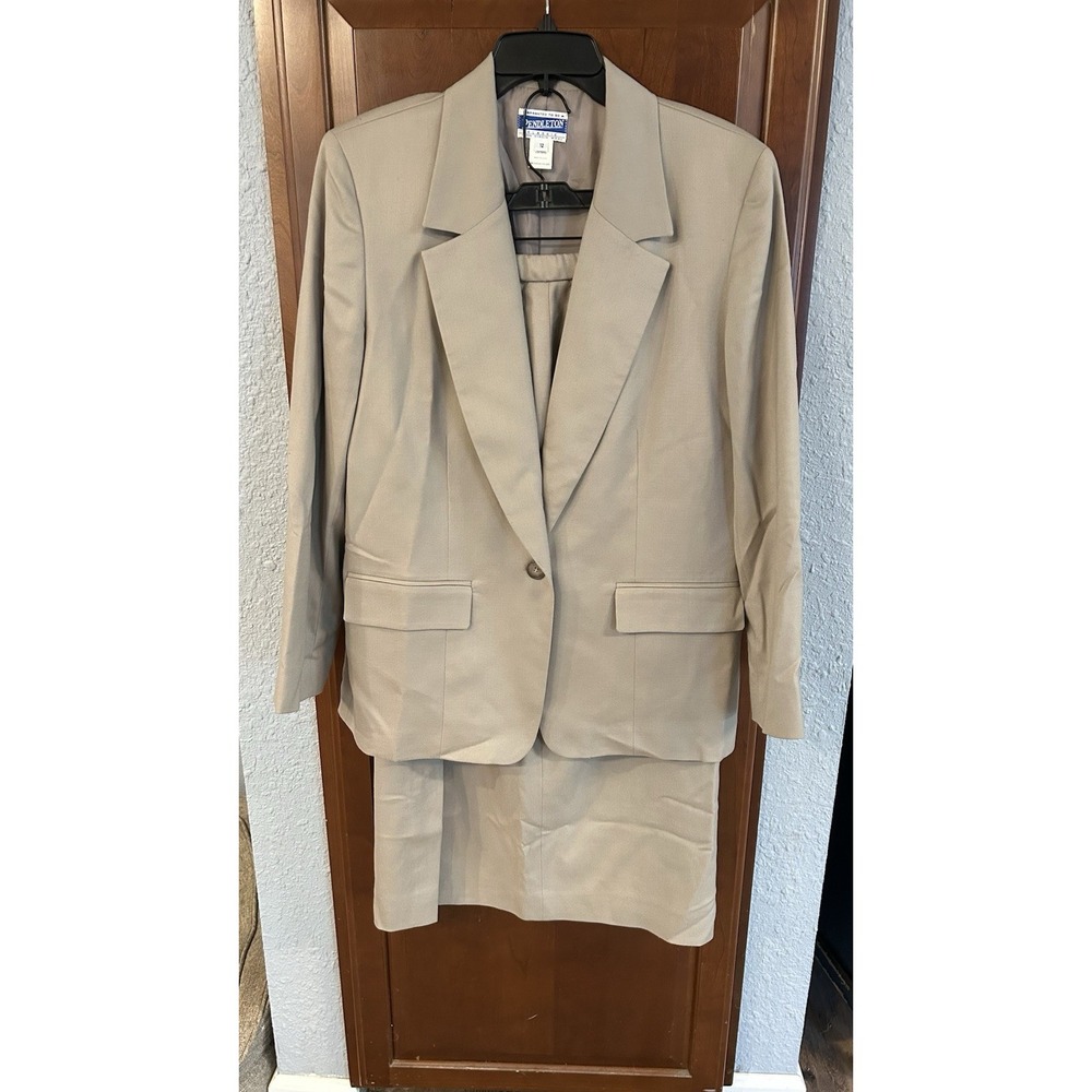 VTG Pendleton Classic 2pc Suit Blazer & Skirt Womens Size 12 100% Virgin Wool
